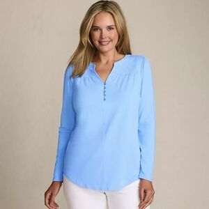 Lands' End Women's Sky Blue Long Sleeve Top